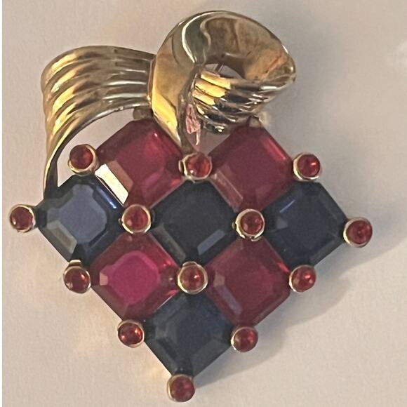 Vintage Rhinestones Mid-Century Brooch Gold-Tone Bow - Picture 2 of 10